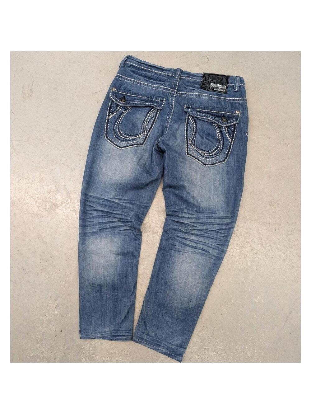 Y2K Southpole Baggy Embroidered Washed blue denim jeans